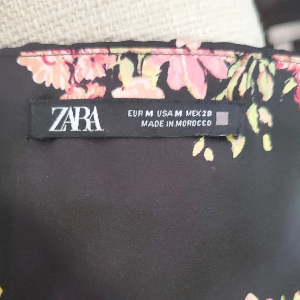 Zara Black  Slip Dress with Pink Floral Design - Picture 11 of 12